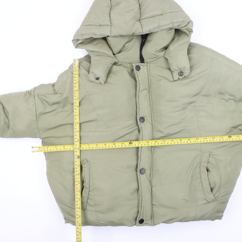 PrettyLittleThing Women's Green Size 6 Hooded Puffer Jacket