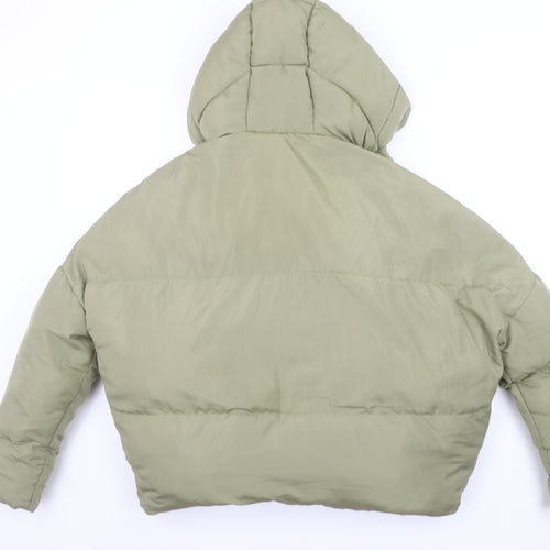PrettyLittleThing Women's Green Size 6 Hooded Puffer Jacket