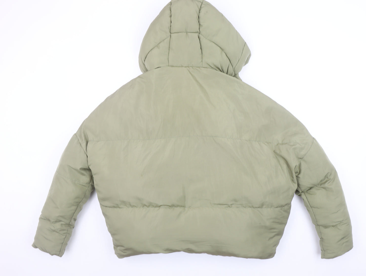 PrettyLittleThing Women's Green Size 6 Hooded Puffer Jacket