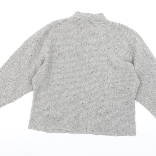 White Stuff Women’s Grey Wool Blend High Neck Chunky Knit Jumper Size 14