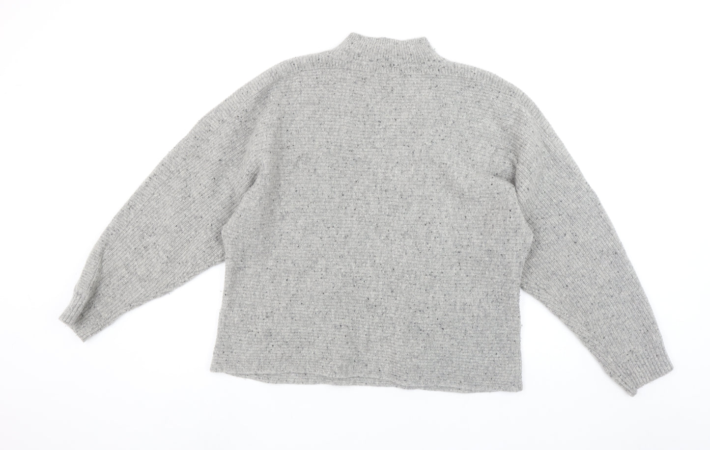 White Stuff Women’s Grey Wool Blend High Neck Chunky Knit Jumper Size 14