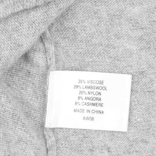 CC Women Grey Angora Cashmere Blend V-Neck Long Sleeve Jumper S