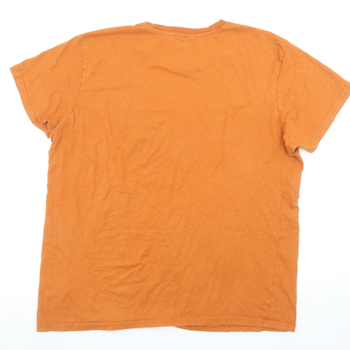 Gap Men's Orange Cotton Crew Neck Short Sleeve T-Shirt XL