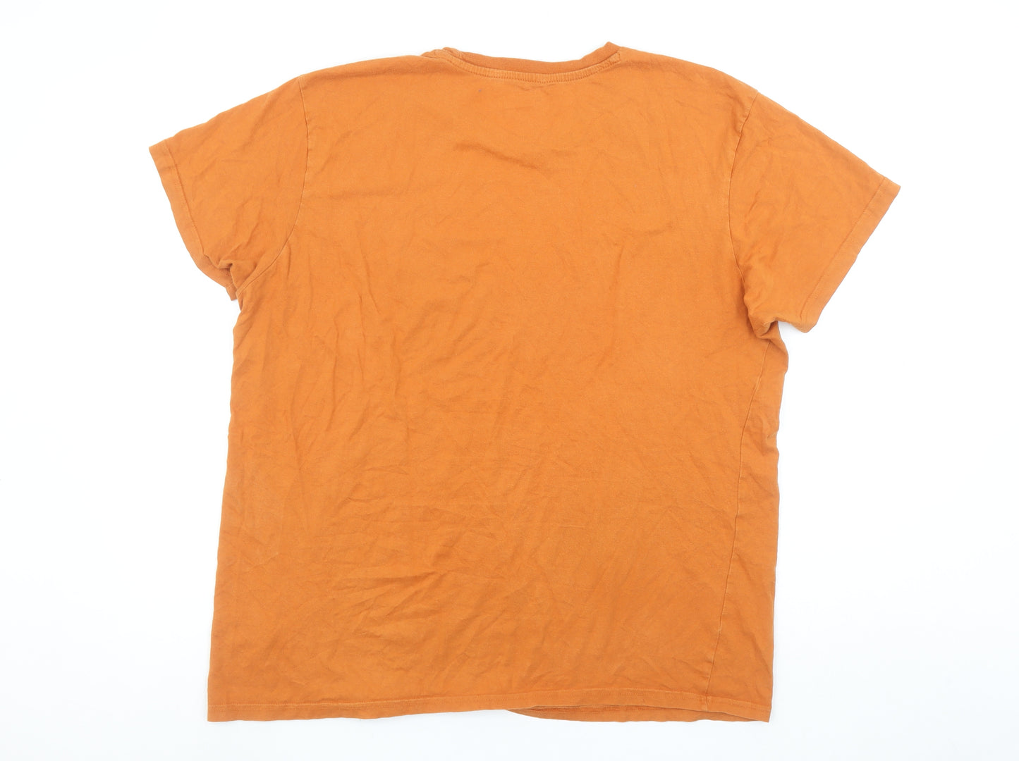 Gap Men's Orange Cotton Crew Neck Short Sleeve T-Shirt XL