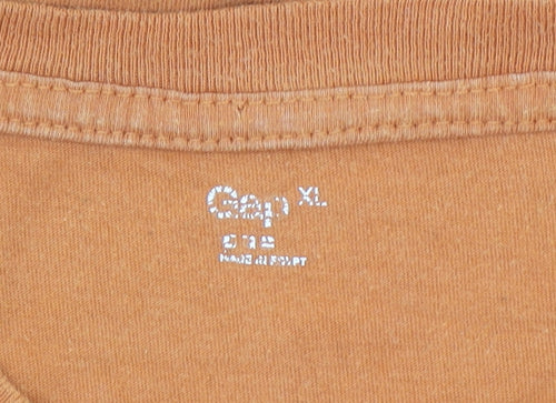 Gap Men's Orange Cotton Crew Neck Short Sleeve T-Shirt XL