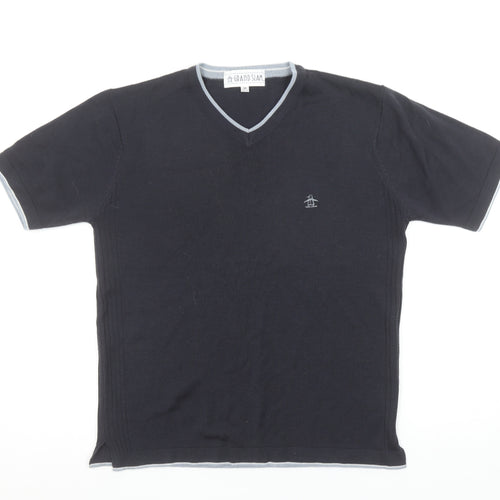 Grand Slam Men's Black V-Neck Short Sleeve T-Shirt Medium