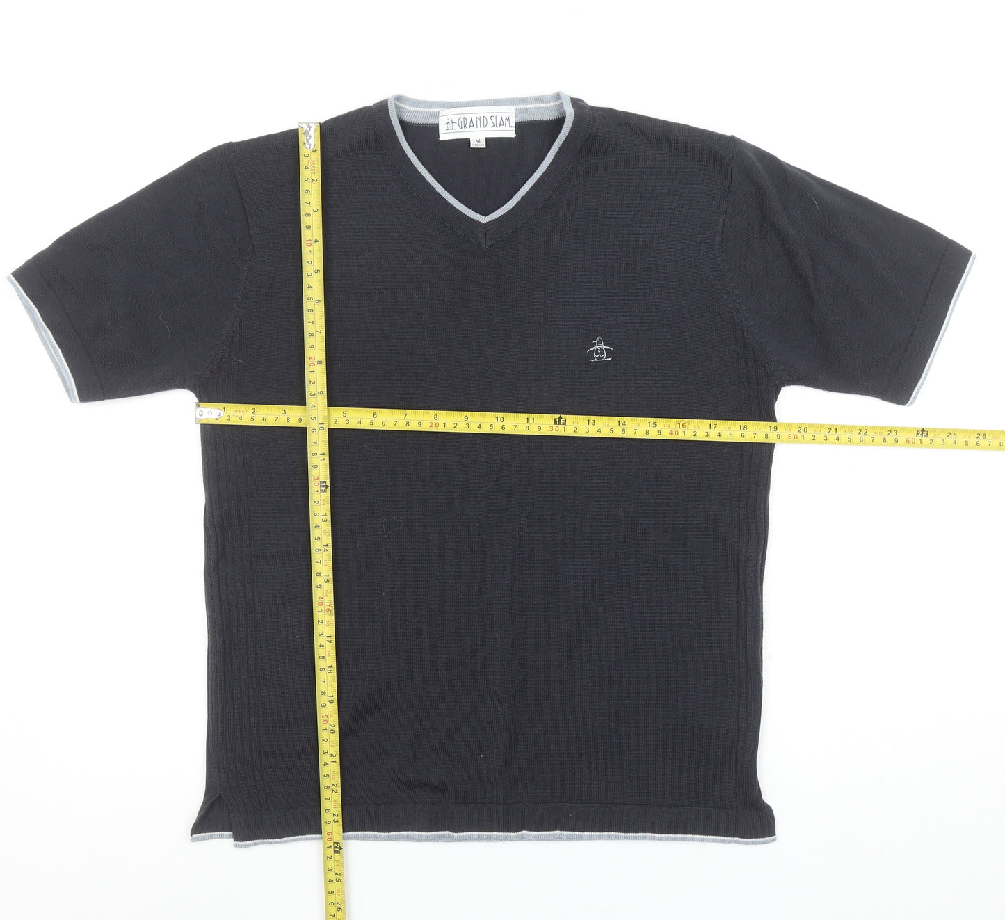 Grand Slam Men's Black V-Neck Short Sleeve T-Shirt Medium