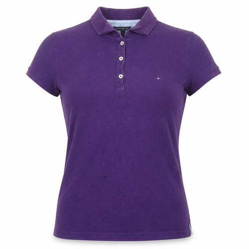 Tommy Hilfiger Women's Purple Cotton Polo Shirt L Short Sleeve Casual