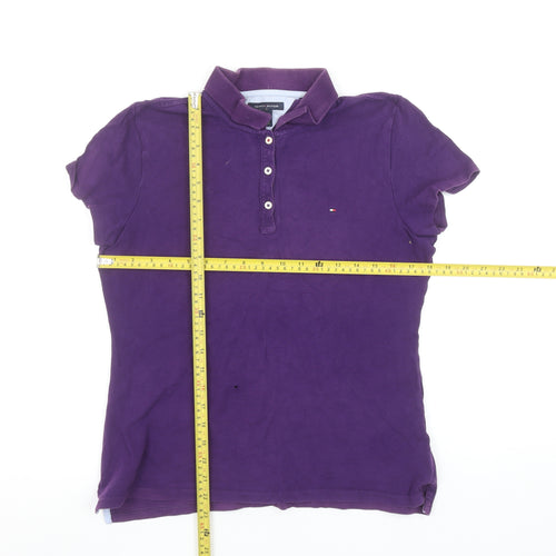Tommy Hilfiger Women's Purple Cotton Polo Shirt L Short Sleeve Casual