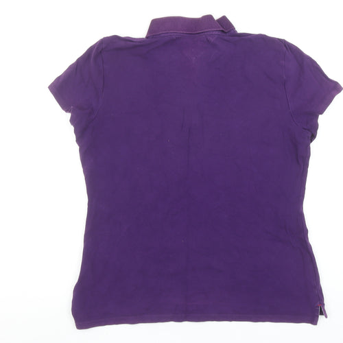 Tommy Hilfiger Women's Purple Cotton Polo Shirt L Short Sleeve Casual
