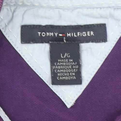 Tommy Hilfiger Women's Purple Cotton Polo Shirt L Short Sleeve Casual