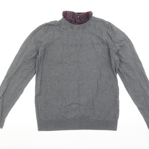 Next Men’s Grey Wool Cotton Crew Neck Pullover Jumper M