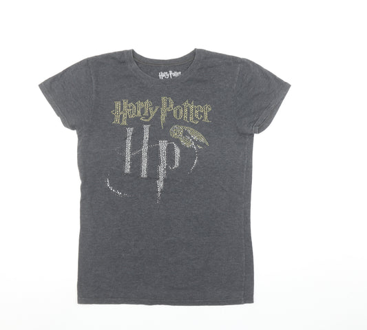 Harry Potter Girls Grey Graphic T-Shirt 11-12 Years Cotton Blend