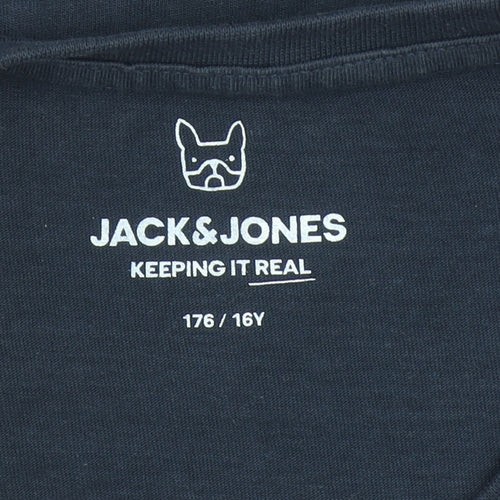 Jack & Jones Boys Blue 16 Years Graphic Print Cotton T-Shirt