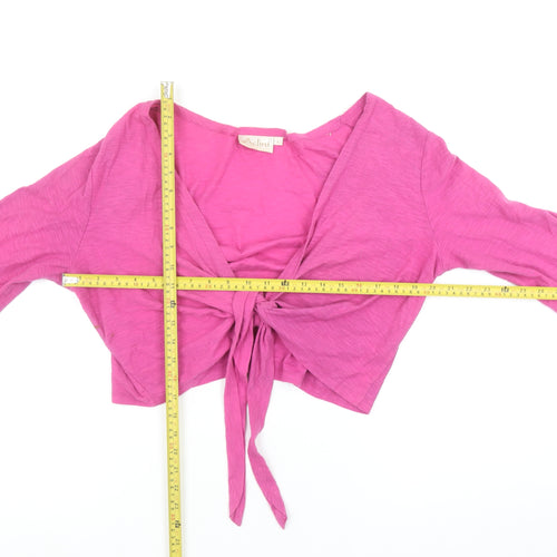 Adini Women’s Pink Wrap 3/4 Sleeve Cotton Cropped Blouse L