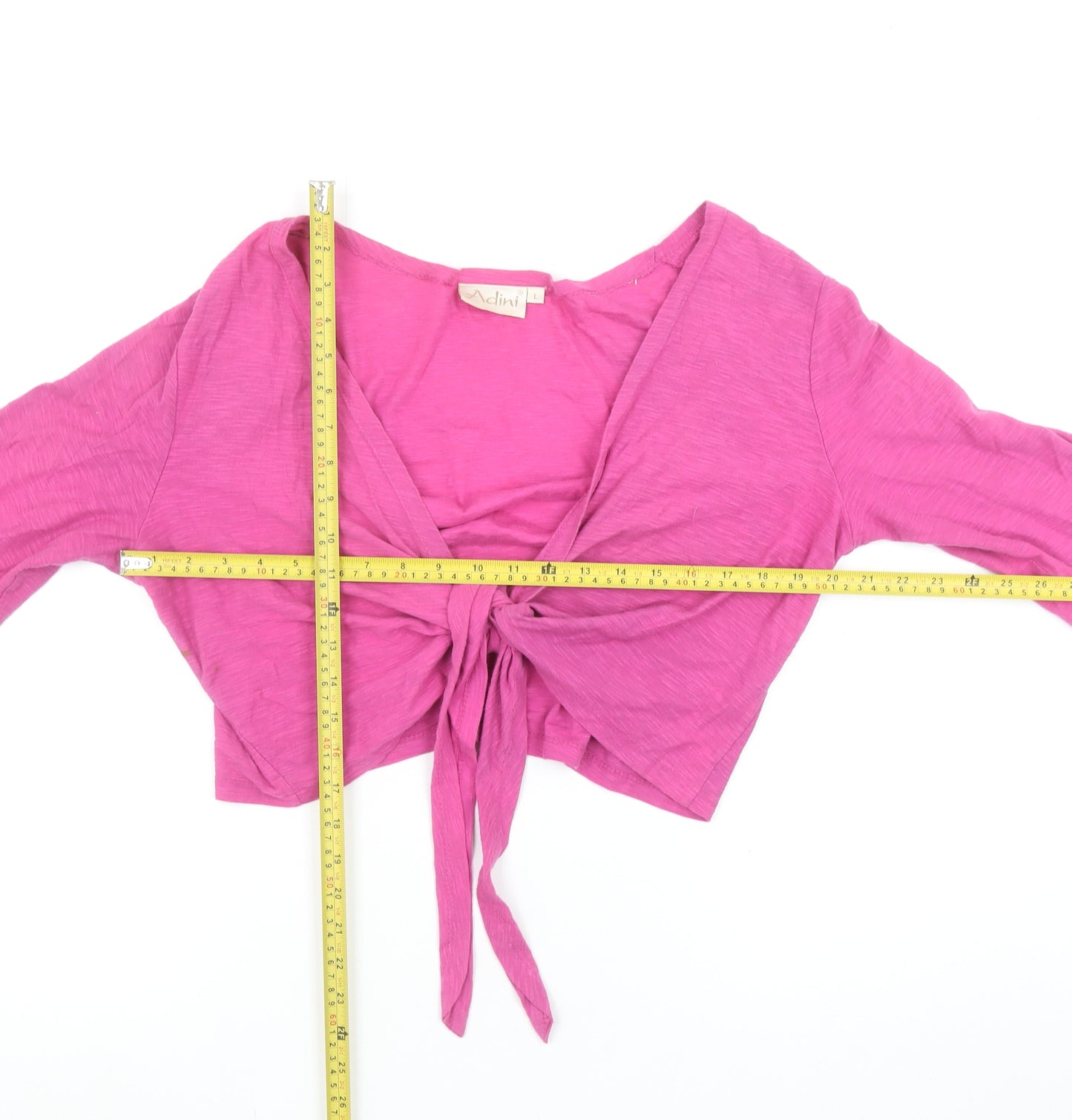 Adini Women’s Pink Wrap 3/4 Sleeve Cotton Cropped Blouse L