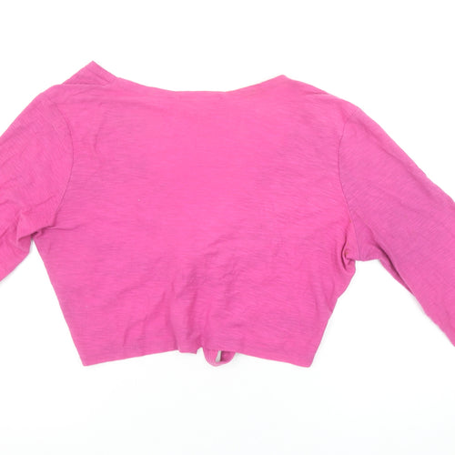 Adini Women’s Pink Wrap 3/4 Sleeve Cotton Cropped Blouse L