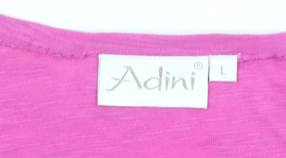 Adini Women’s Pink Wrap 3/4 Sleeve Cotton Cropped Blouse L