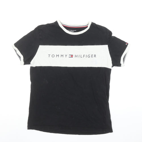 Tommy Hilfiger Men's Black Colourblock Logo Cotton T-Shirt M
