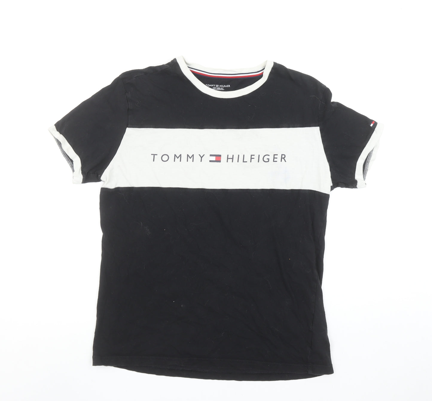 Tommy Hilfiger Men's Black Colourblock Logo Cotton T-Shirt M