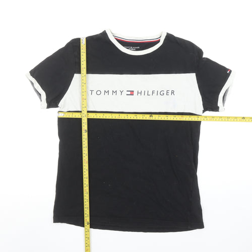 Tommy Hilfiger Men's Black Colourblock Logo Cotton T-Shirt M