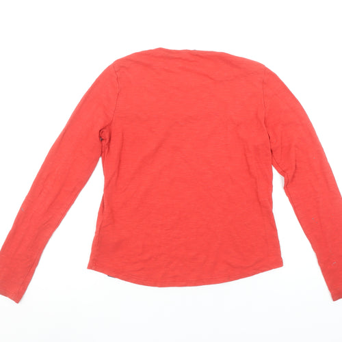 Superdry Women's Red Long Sleeve Cotton Crochet T-Shirt UK 8