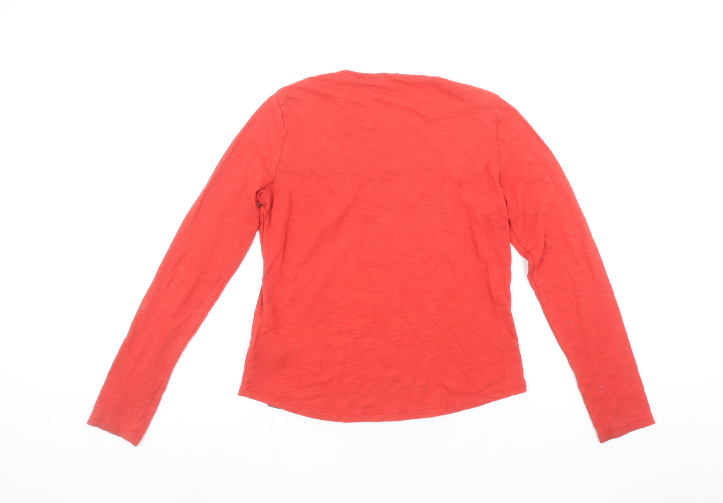 Superdry Women's Red Long Sleeve Cotton Crochet T-Shirt UK 8