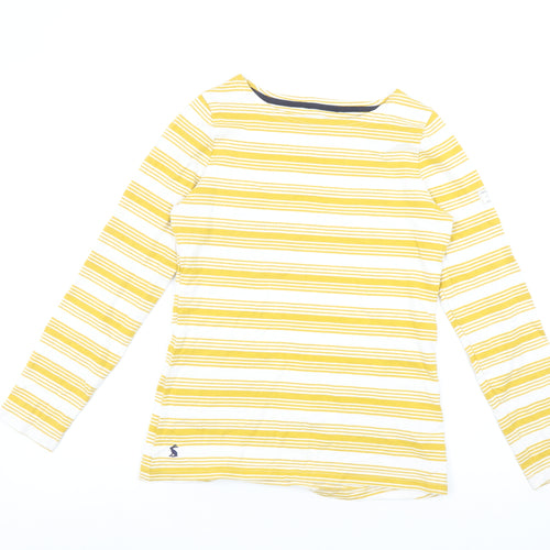 Joules Women's Yellow Striped Long Sleeve Cotton T-Shirt UK 8