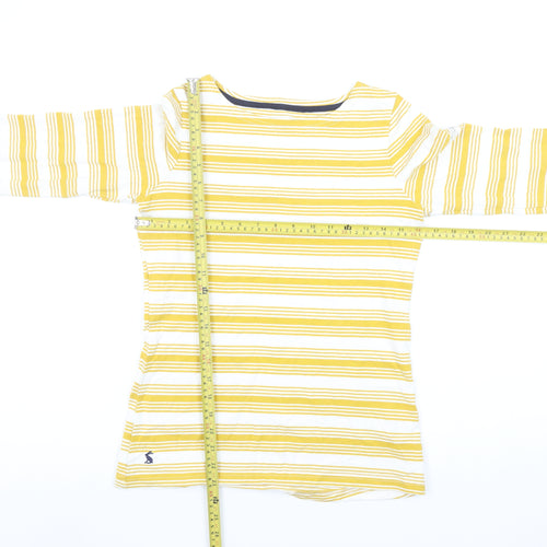 Joules Women's Yellow Striped Long Sleeve Cotton T-Shirt UK 8