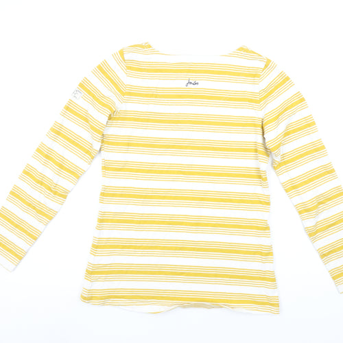 Joules Women's Yellow Striped Long Sleeve Cotton T-Shirt UK 8