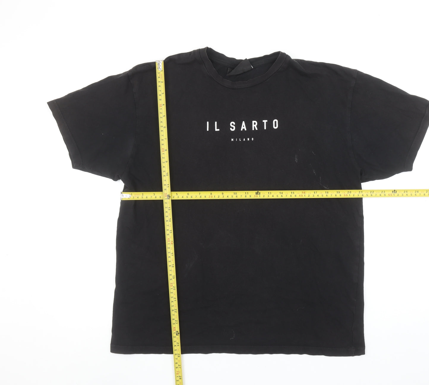 Il Sarto Men's Black Cotton Crew Neck Short Sleeve T-Shirt M