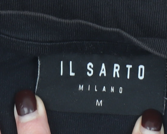 Il Sarto Men's Black Cotton Crew Neck Short Sleeve T-Shirt M