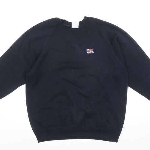 Russell Men's Black L Crew Neck Embroidered Sweatshirt