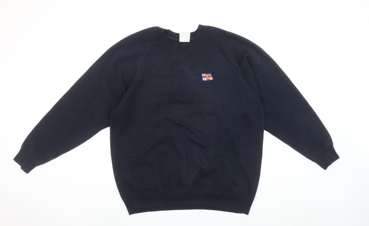 Russell Men's Black L Crew Neck Embroidered Sweatshirt