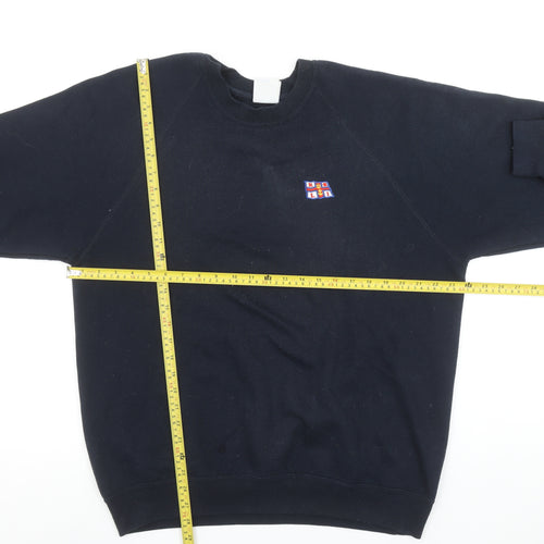 Russell Men's Black L Crew Neck Embroidered Sweatshirt