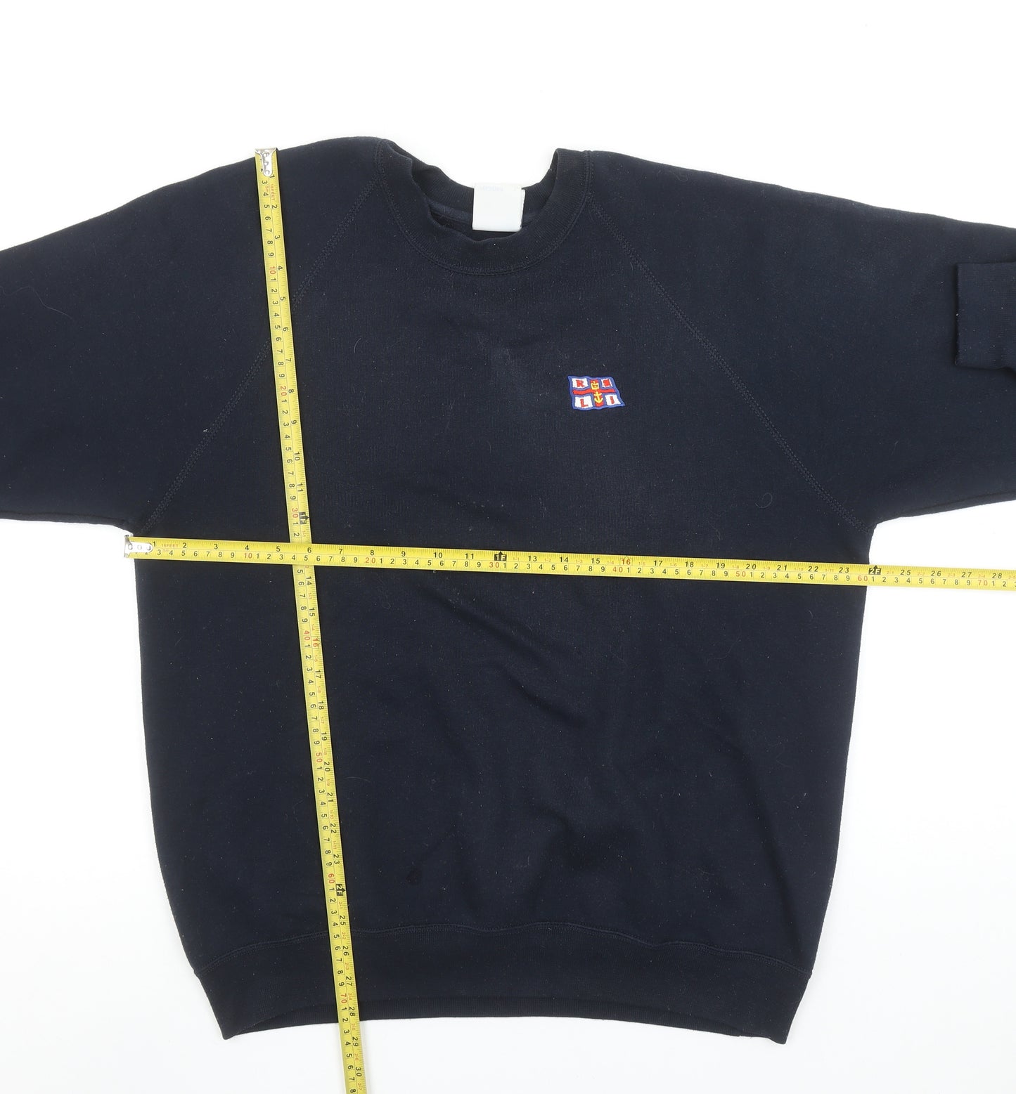 Russell Men's Black L Crew Neck Embroidered Sweatshirt