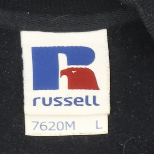 Russell Men's Black L Crew Neck Embroidered Sweatshirt