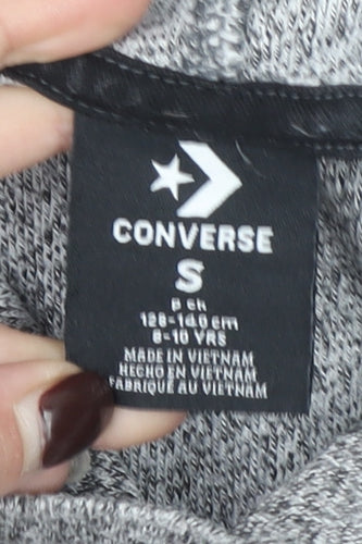 Converse Girls Grey Pullover Hoodie S 8-10 Years Logo Knit