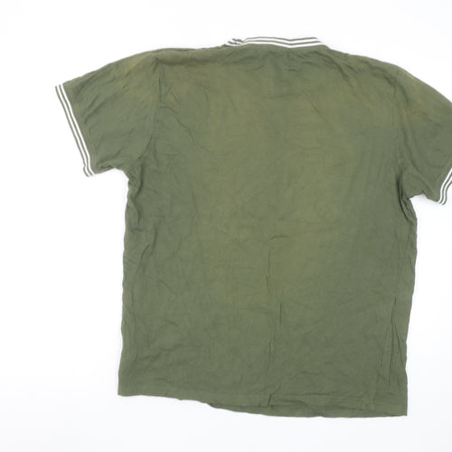 Brave Soul Men’s Green Crew Neck Short Sleeve Cotton T-Shirt Size L