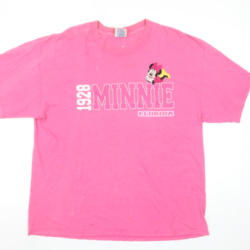 M&O Knits Womens Pink Minnie 1928 Florida Cotton T-Shirt XL
