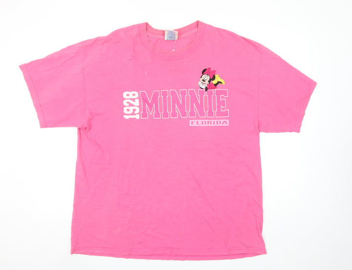 M&O Knits Womens Pink Minnie 1928 Florida Cotton T-Shirt XL