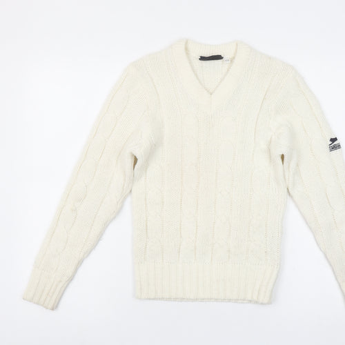 Slazenger Girls Ivory Cable Knit Pullover Jumper Size 11-12 Years Acrylic