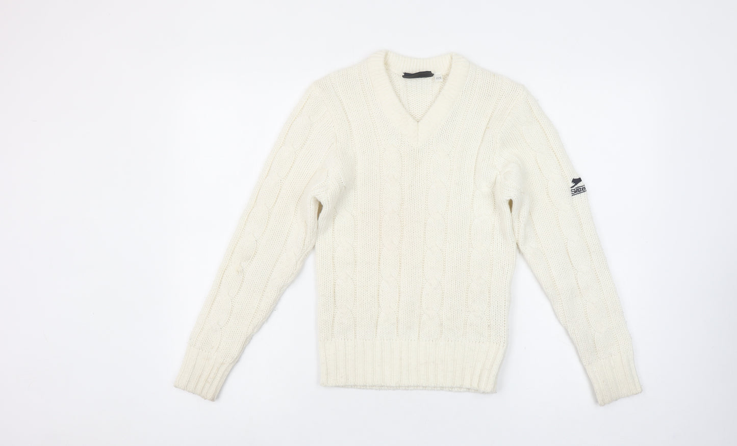 Slazenger Girls Ivory Cable Knit Pullover Jumper Size 11-12 Years Acrylic