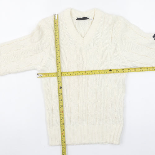 Slazenger Girls Ivory Cable Knit Pullover Jumper Size 11-12 Years Acrylic