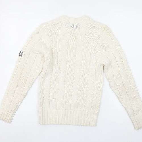Slazenger Girls Ivory Cable Knit Pullover Jumper Size 11-12 Years Acrylic