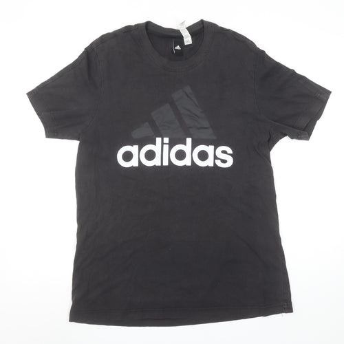 Adidas Men's Black Medium Sports Logo Cotton T-Shirt