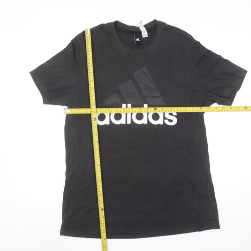 Adidas Men's Black Medium Sports Logo Cotton T-Shirt