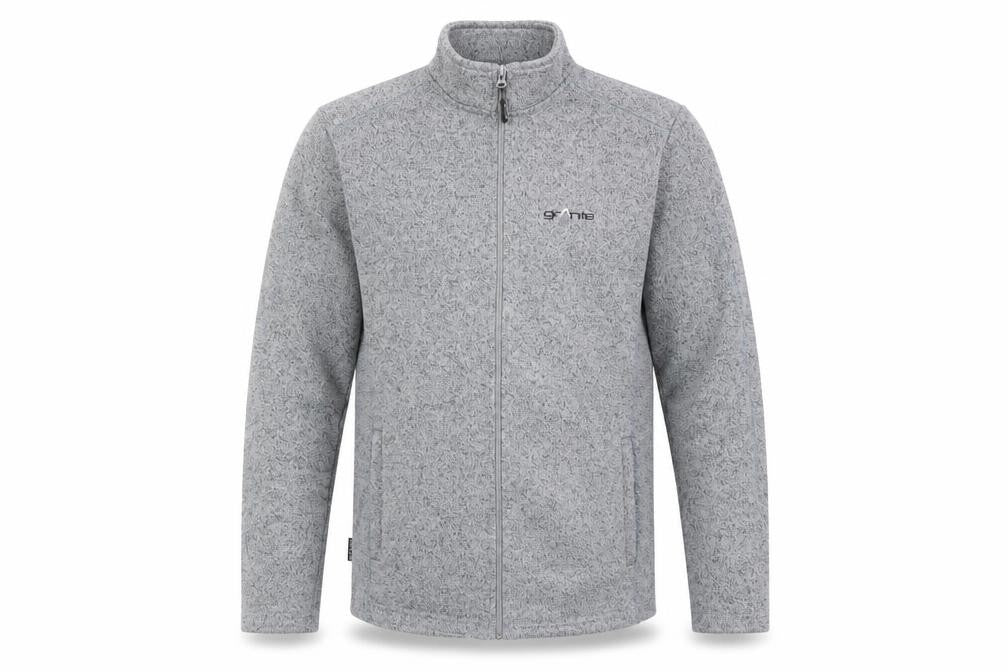 Front view of Granite Outdoors Men's Grey Fleece Full Zip Jacket, size S