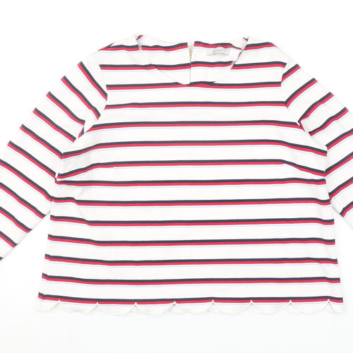 Marks and Spencer Women’s Ivory Striped Long Sleeve Jersey Top UK 18