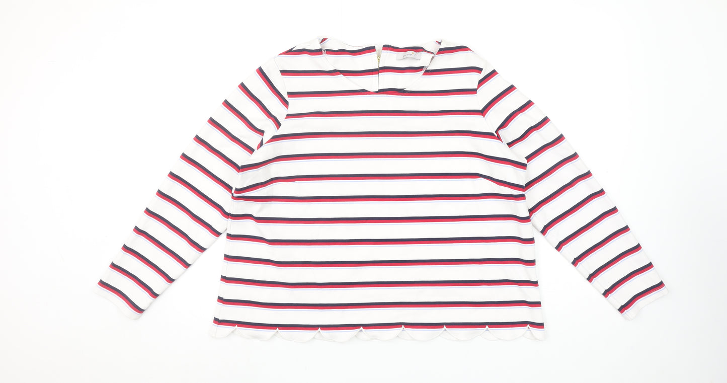 Marks and Spencer Women’s Ivory Striped Long Sleeve Jersey Top UK 18